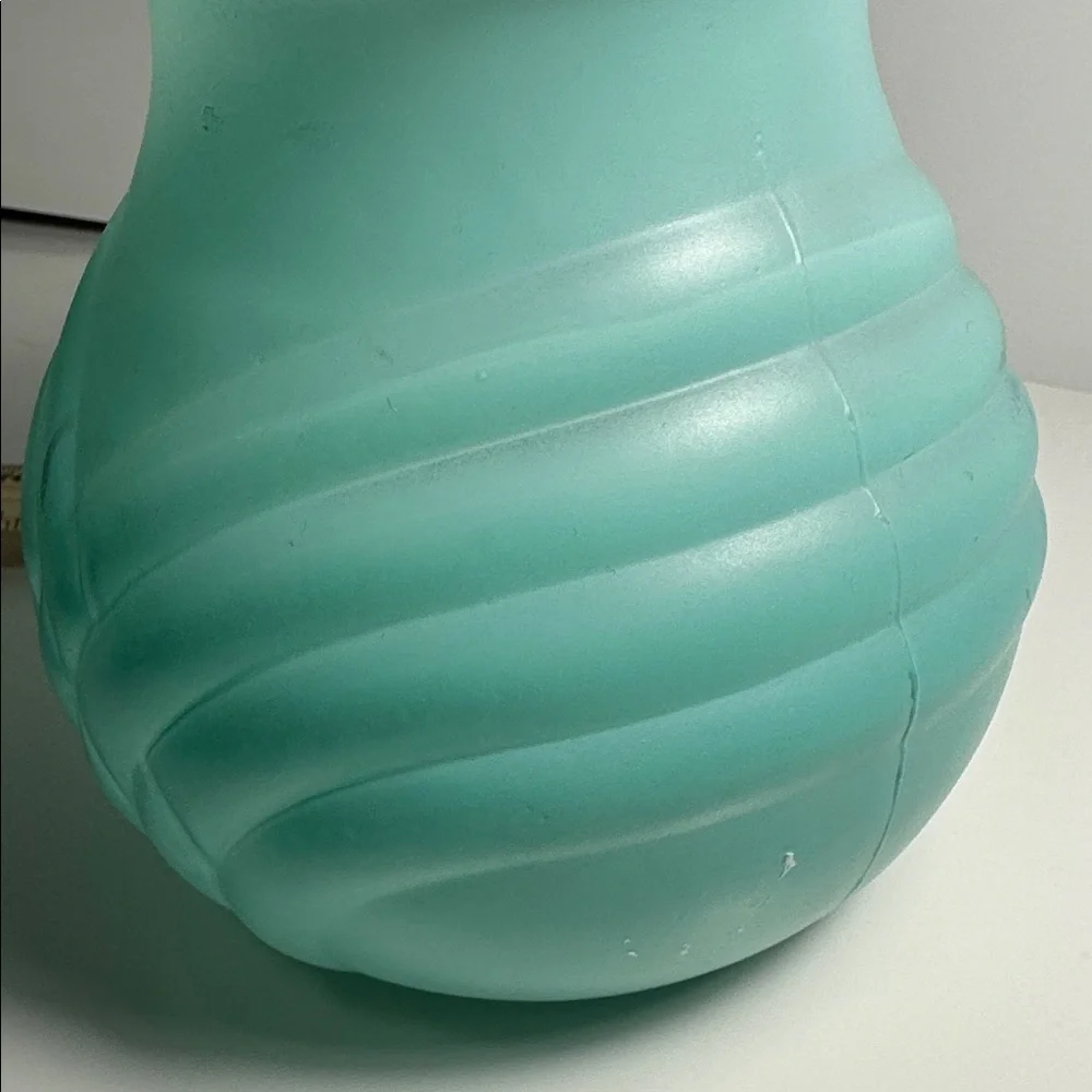 Vintage FTDA frosted glass Elegant Aqua vase collector made in USA!